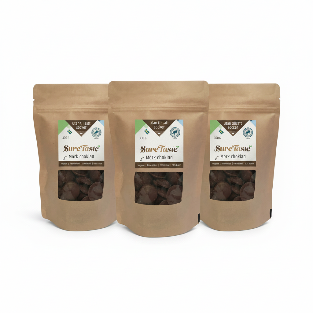 3 påsar Mörk choklad Pellets i rad