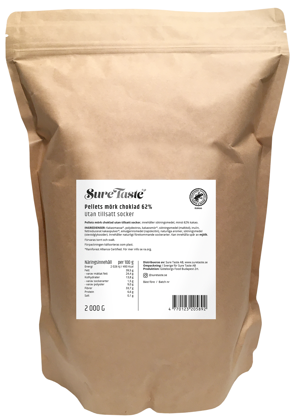 2kg Pellets mörk choklad